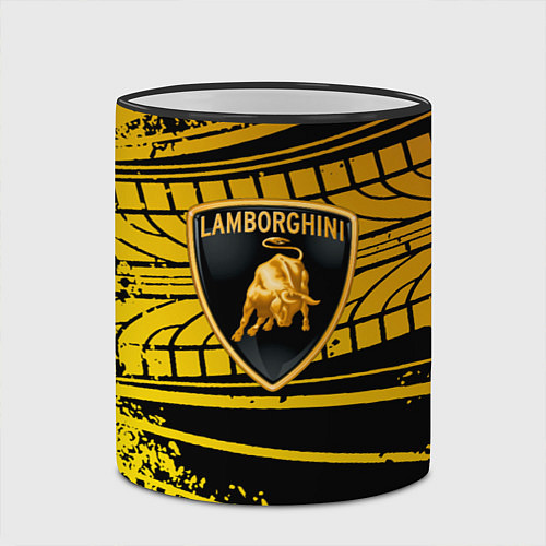 Кружка цветная Lamborghini - Следы от шин / 3D-Черный кант – фото 2