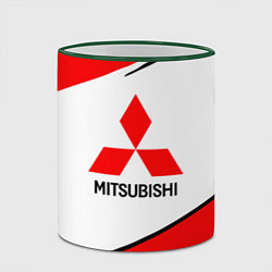 Кружка 3D Mitsubishi Logo Geometry, цвет: 3D-зеленый кант — фото 2