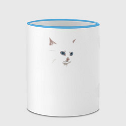 Кружка 3D Белый незаметный кот, цвет: 3D-небесно-голубой кант — фото 2