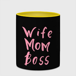 Кружка 3D Wife Mom Boss, цвет: 3D-белый + желтый — фото 2