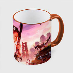 Кружка 3D Horizon Forbidden West game poster, цвет: 3D-оранжевый кант