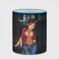Кружка 3D Claire Redfield from Resident Evil 2 remake by sex, цвет: 3D-небесно-голубой кант — фото 2