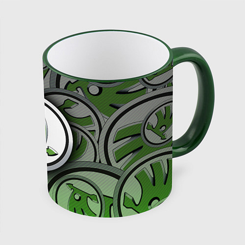Кружка цветная Skoda Carbone Pattern / 3D-Зеленый кант – фото 1