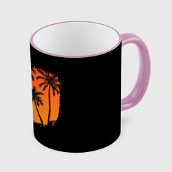 Кружка 3D Пальмы на пляже, цвет: 3D-розовый кант