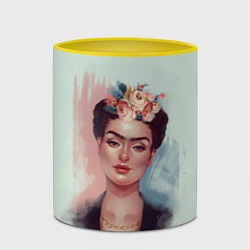 Кружка 3D Фрида Кало де Ривера, цвет: 3D-белый + желтый — фото 2