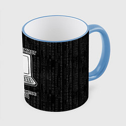 Кружка 3D Я ПРОГРАММИСТ КЛАЦ КЛАЦ, цвет: 3D-небесно-голубой кант