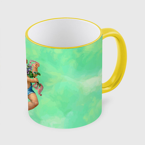 Кружка цветная Ангел Святой / 3D-Желтый кант – фото 1