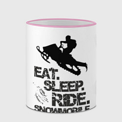 Кружка 3D EAT SLEEP RIDE SNOWMOBILE, цвет: 3D-розовый кант — фото 2