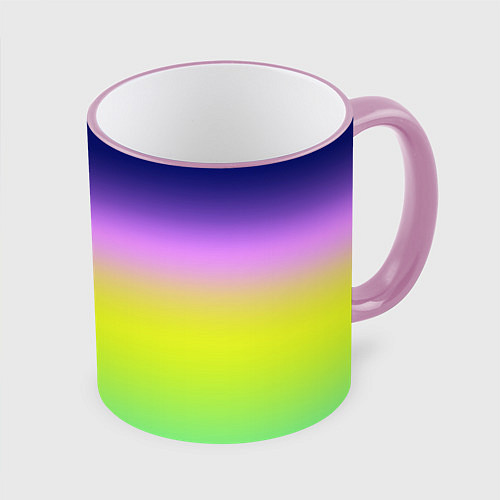 Кружка цветная Разноцветный градиентный узор зелено-фиолетовый / 3D-Розовый кант – фото 1