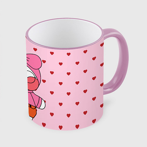 Кружка цветная УТОЧКА ЛАЛАФАНФАН и Сердечки / 3D-Розовый кант – фото 1