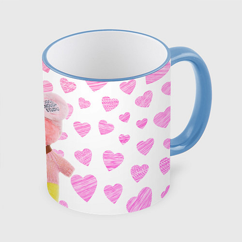 Кружка цветная УТОЧКА ЛАЛАФАНФАН С Мишкой / 3D-Небесно-голубой кант – фото 1