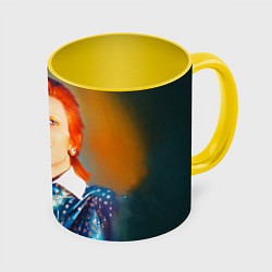 Кружка 3D Ziggy Stardust Portrait, цвет: 3D-белый + желтый