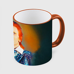 Кружка 3D Ziggy Stardust Portrait, цвет: 3D-оранжевый кант