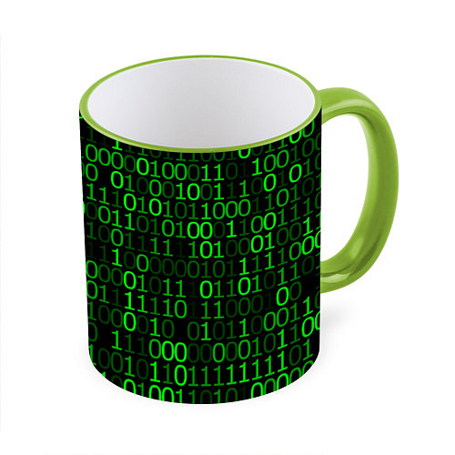Кружка цветная Бинарный Код Binary Code / 3D-Светло-зеленый кант – фото 1
