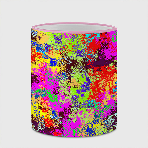 Кружка цветная Пиксельный камуфляж Токсик / 3D-Розовый кант – фото 2