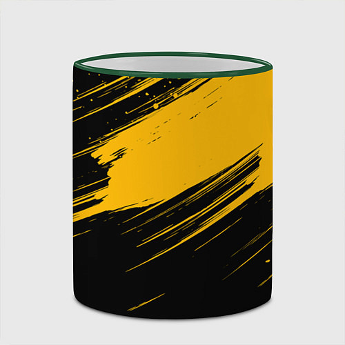 Кружка цветная Black and yellow grunge / 3D-Зеленый кант – фото 2