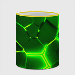 Кружка 3D 3D ПЛИТЫ НЕОН NEON GREEN HEXAGON РАЗЛОМ, цвет: 3D-желтый кант — фото 2