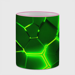 Кружка 3D 3D ПЛИТЫ НЕОН NEON GREEN HEXAGON РАЗЛОМ, цвет: 3D-розовый кант — фото 2