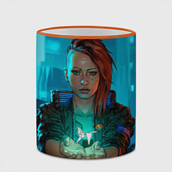 Кружка 3D Vi girl cyberpunk 2077, цвет: 3D-оранжевый кант — фото 2