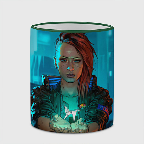 Кружка цветная Vi girl cyberpunk 2077 / 3D-Зеленый кант – фото 2