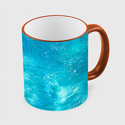 Кружка 3D Голубой океан Голубая вода, цвет: 3D-оранжевый кант