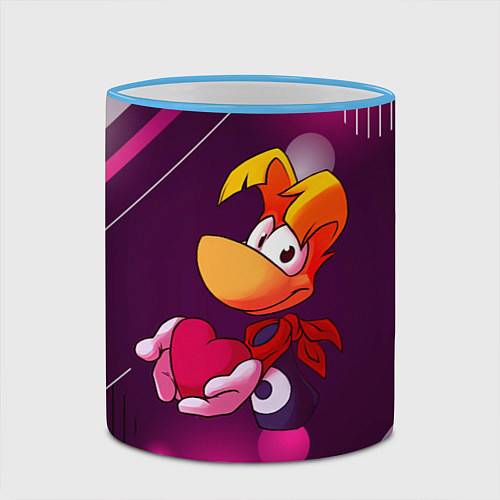 Кружка цветная Rayman держит сердце в руках / 3D-Небесно-голубой кант – фото 2