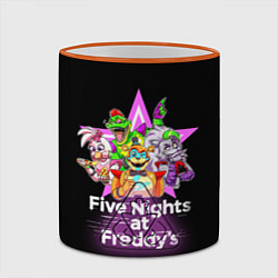 Кружка 3D Game Five Nights at Freddys: Security Breach, цвет: 3D-оранжевый кант — фото 2