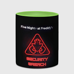 Кружка 3D Five Nights at Freddys: Security Breach logo, цвет: 3D-белый + светло-зеленый — фото 2
