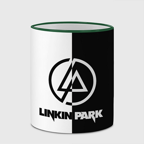 Кружка цветная Linkin Park ЧБ / 3D-Зеленый кант – фото 2