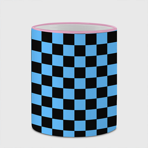Кружка цветная Шахматная доска Синяя / 3D-Розовый кант – фото 2