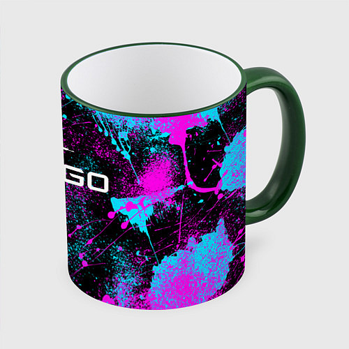 Кружка цветная КС ГО НЕОН CS GO NEON / 3D-Зеленый кант – фото 1