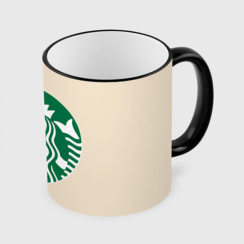 Кружка цветная STARBUCKS new logo / 3D-Черный кант – фото 1