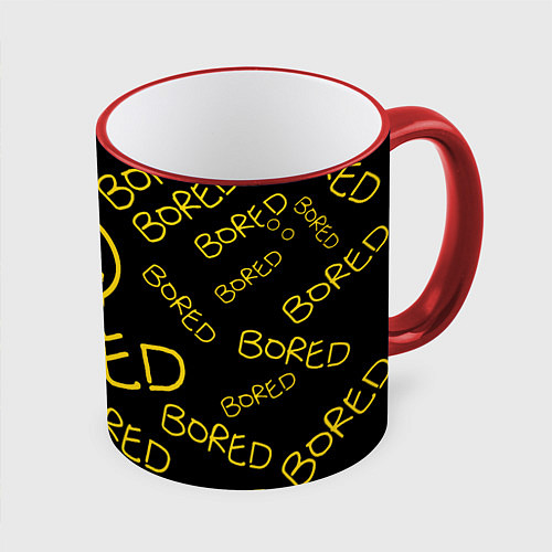Кружка цветная Sherlock Bored Pattern / 3D-Красный кант – фото 1
