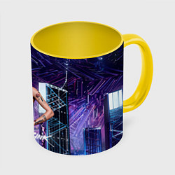 Кружка 3D Judy Cyberpunk2077 Джуди, цвет: 3D-белый + желтый