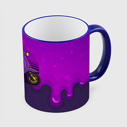 Кружка 3D Фиолетовый мопед, цвет: 3D-синий кант