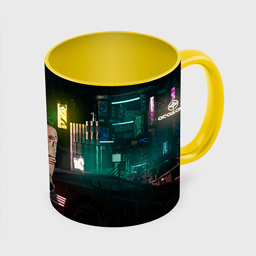 Кружка цветная Judy cyberpunk2077 / 3D-Белый + желтый – фото 1