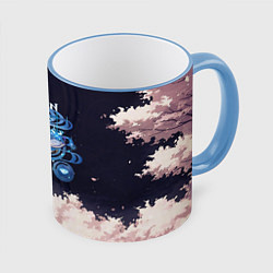 Кружка 3D Genshin Impact - Kamisato Ayato, цвет: 3D-небесно-голубой кант