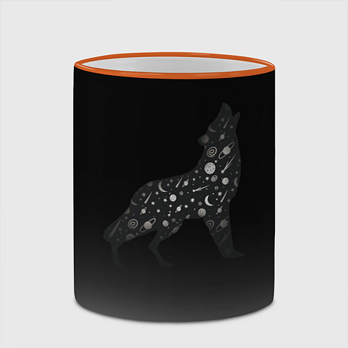 Кружка цветная Звездный черный волк / 3D-Оранжевый кант – фото 2
