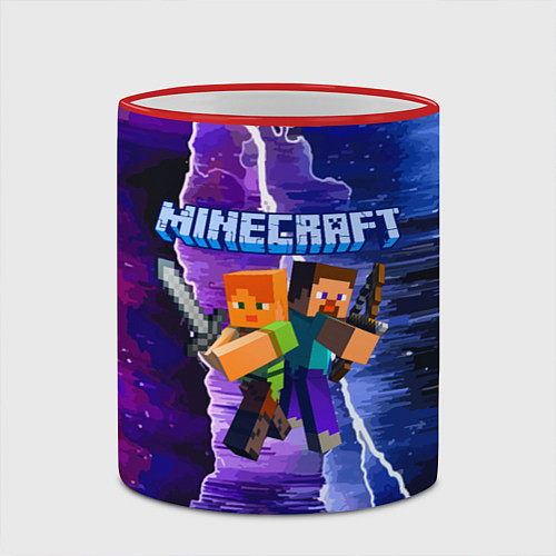 Кружка цветная Minecraft Neon / 3D-Красный кант – фото 2