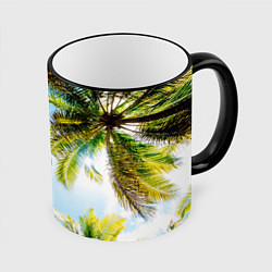 Кружка цветная Пальмы под солнцем