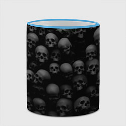 Кружка 3D Черепа на черном фоне паттерн, цвет: 3D-небесно-голубой кант — фото 2