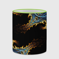 Кружка 3D Огненные фракталы 3d, цвет: 3D-светло-зеленый кант — фото 2