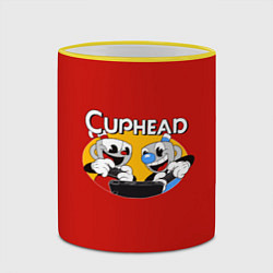 Кружка 3D Cuphead and Mugman Gamers, цвет: 3D-желтый кант — фото 2