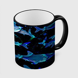 Кружка 3D На дне морском Акулы, цвет: 3D-черный кант