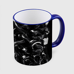 Кружка 3D Змеиный Паттерн Snake Black, цвет: 3D-синий кант