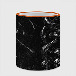 Кружка 3D Змеиный Паттерн Snake Black, цвет: 3D-оранжевый кант — фото 2