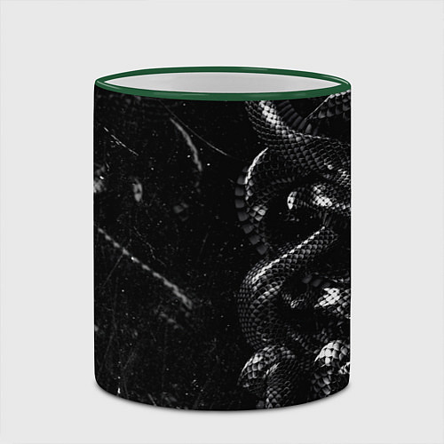 Кружка цветная Змеиный Паттерн Snake Black / 3D-Зеленый кант – фото 2