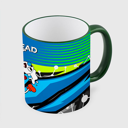 Кружка цветная 2 чашечки cuphead / 3D-Зеленый кант – фото 1