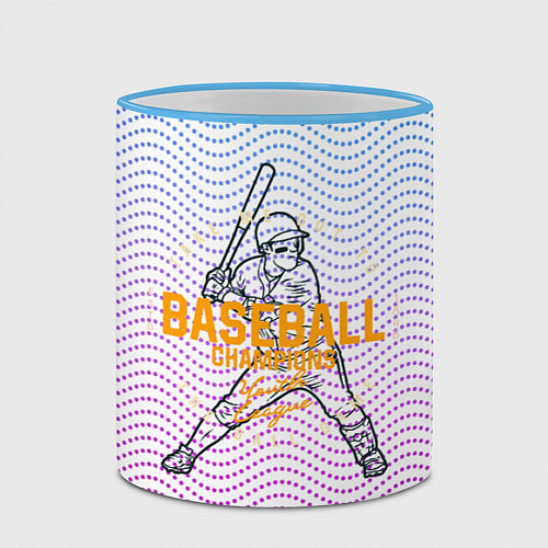 Кружка цветная Американский бейсбол / 3D-Небесно-голубой кант – фото 2
