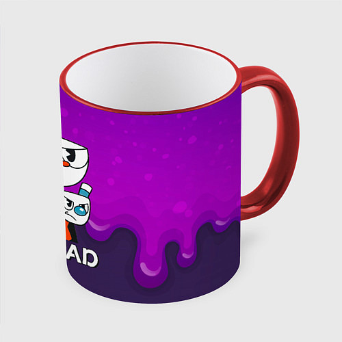 Кружка цветная Недовольная чашечка cuphead / 3D-Красный кант – фото 1